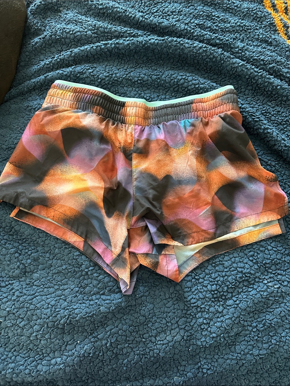 Fabletics Women's Orange & Pink Abstract Athletic Shorts